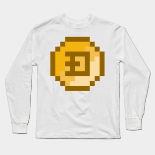 Dogecoin Coin Pixel Art Long Sleeve T-Shirt